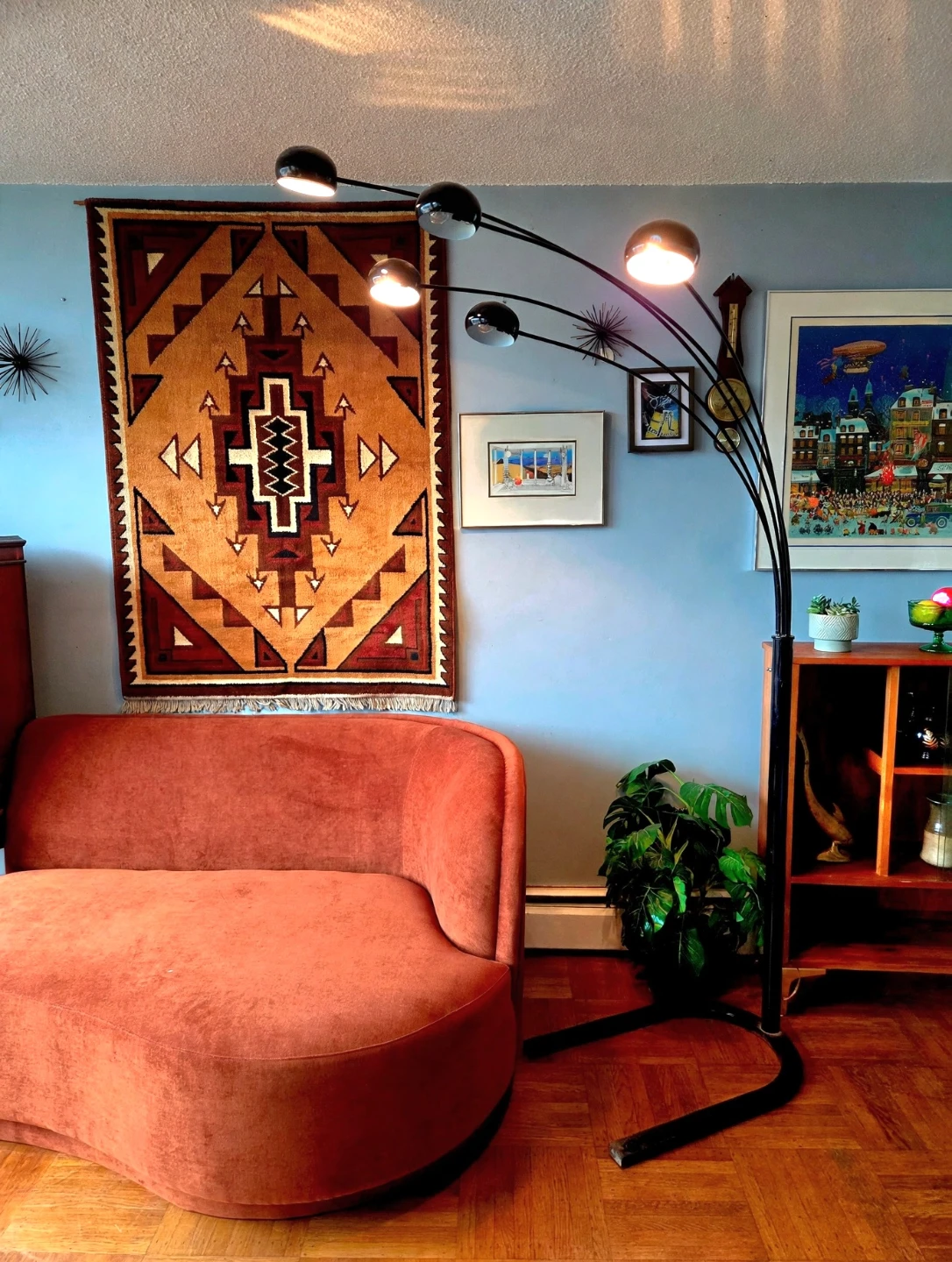 Vintage 5-Light Mid-Century Modern Style Arch Floor Lamp - photo 2