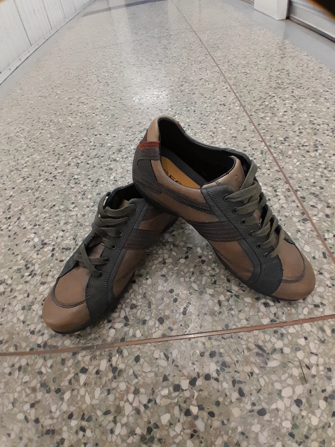 Geox Brown Leather Sneakers Vintage look Men's Size 11 - photo 4