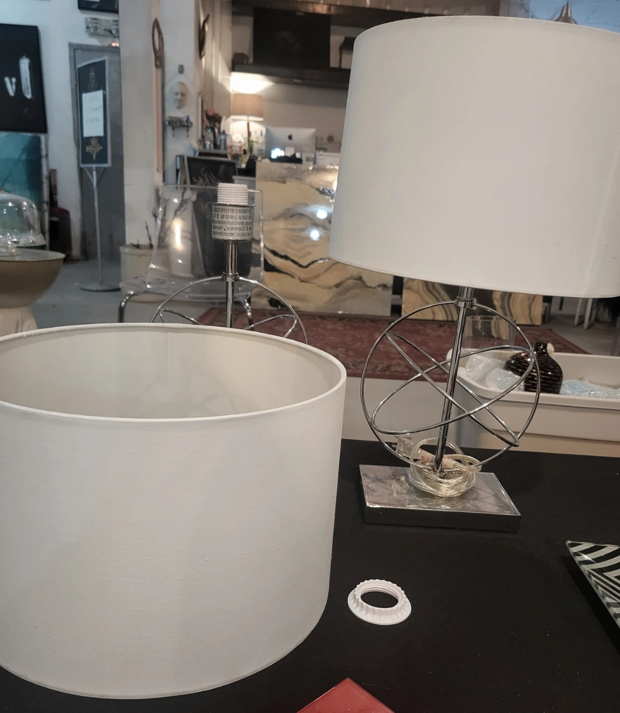 Modern Chrome Table Lamp with White Shade