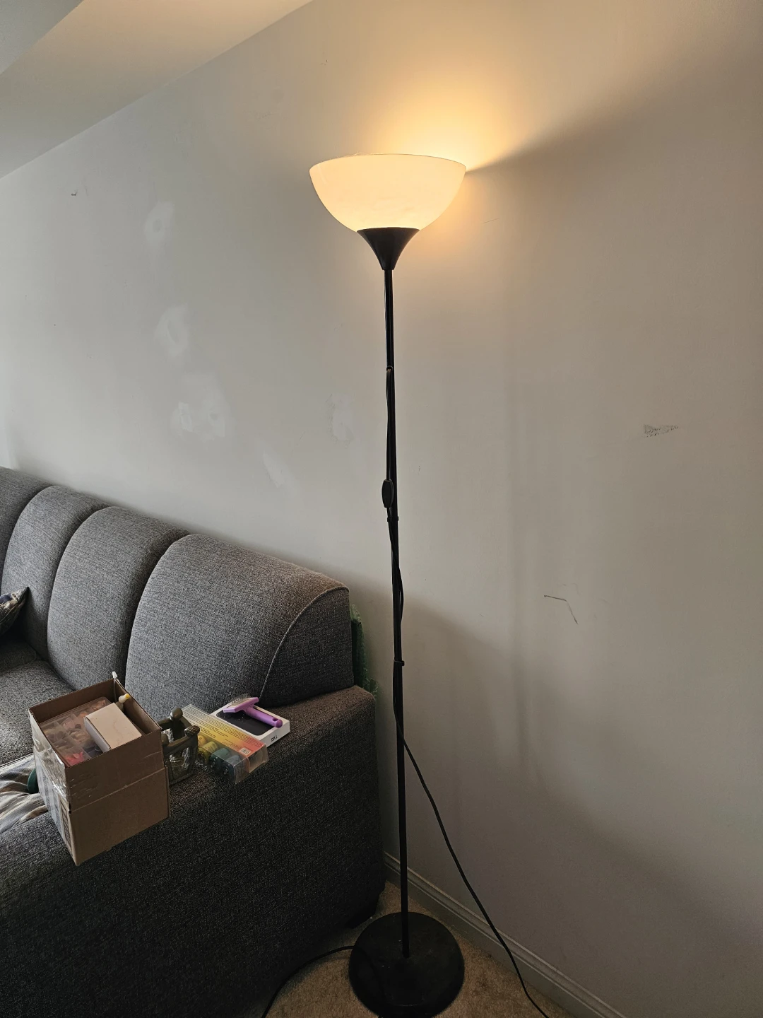 Black Floor Lamp with Glass Shade - photo 3