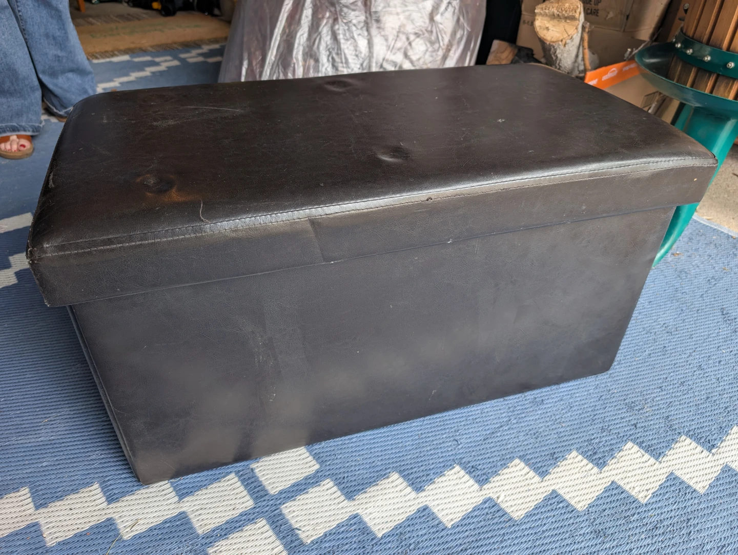 Collapsible Black Storage Ottoman