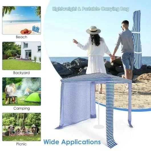 Blue and White Striped Portable Beach Canopy - photo 4