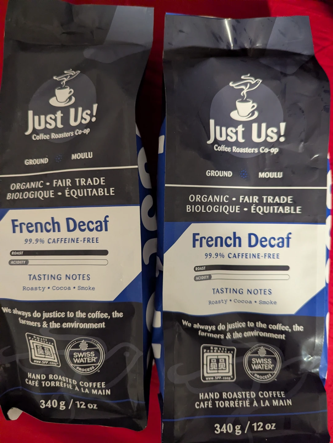2 x NIB Just Us! Brand Organic Ground French Decaf Coffee! ☕