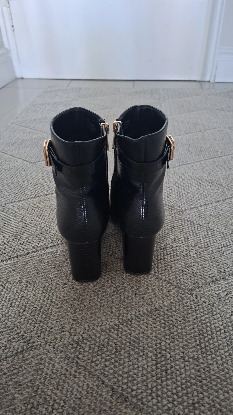 Black Heeled Ankle Boots with Buckle - photo 3