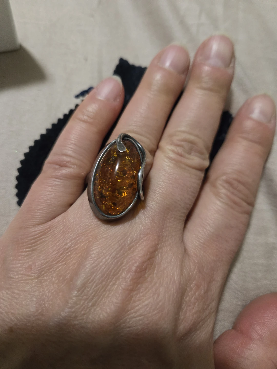 Large Amber Statement Ring size 8 - photo 4