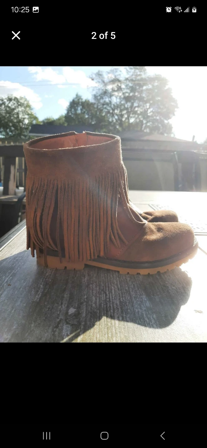 Brown Suede Fringe Ankle Boots