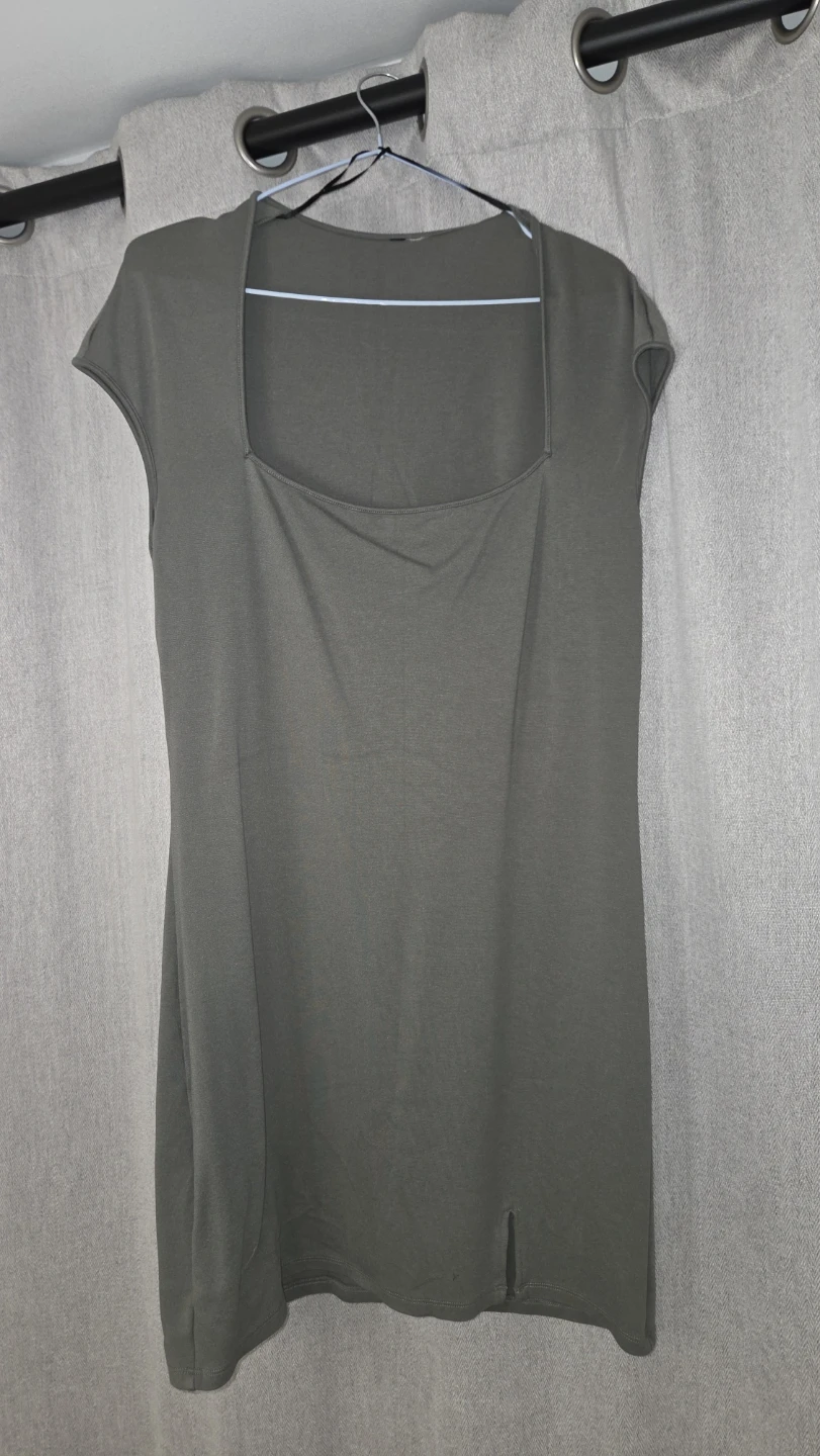 H&M, XL, Olive Green Square Neck Mini - Dress