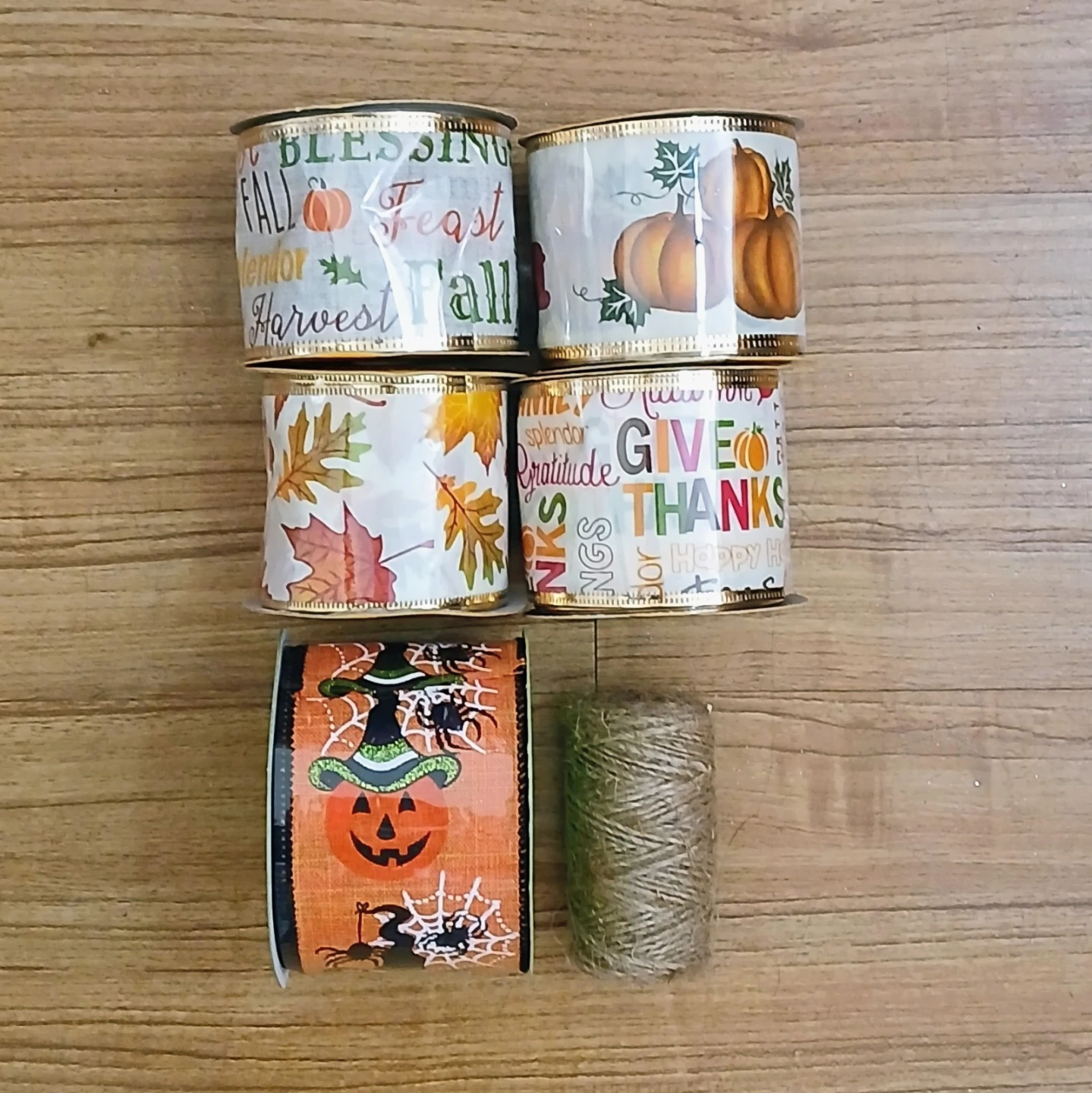 Set of 5 Decorative Fall Ribbons and Twine