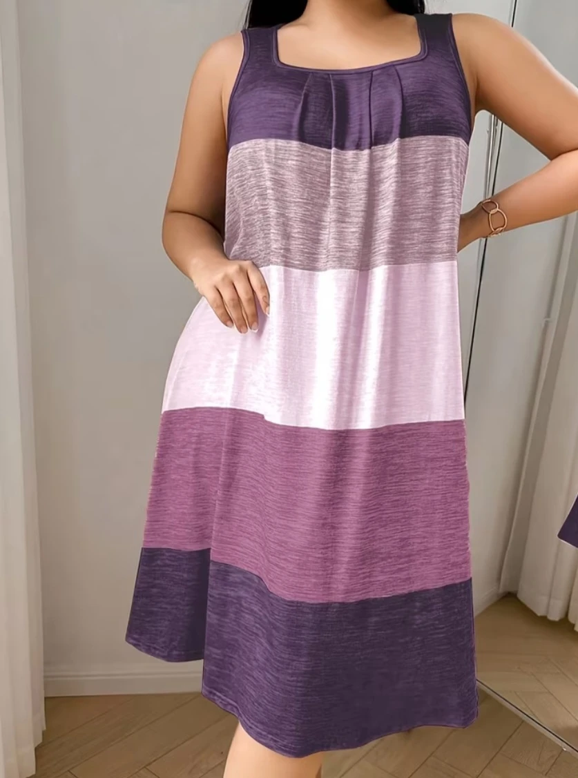 Purple striped tank dress