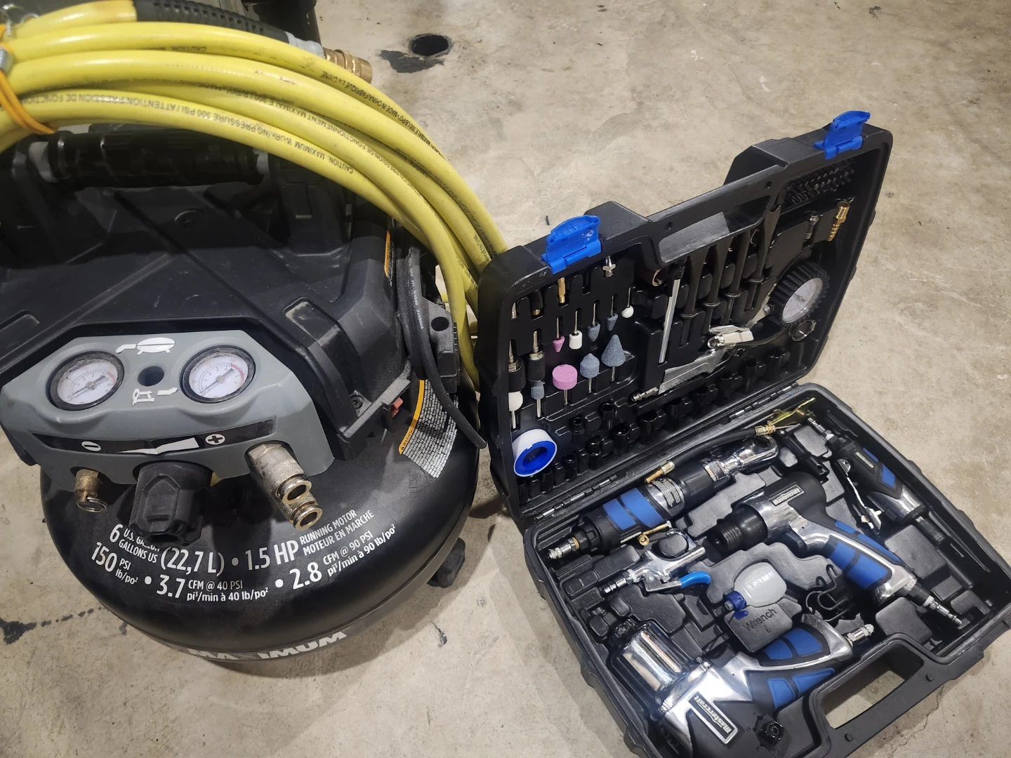 Maximum 6 Gallon Air Compressor and Mastercraft Air Tool Kit