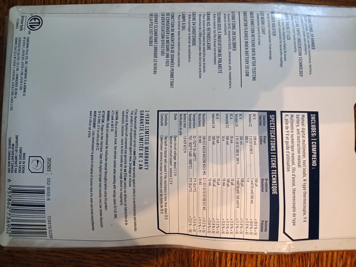 Mastercraft Digital Multimeter 052-0055-6 - photo 2