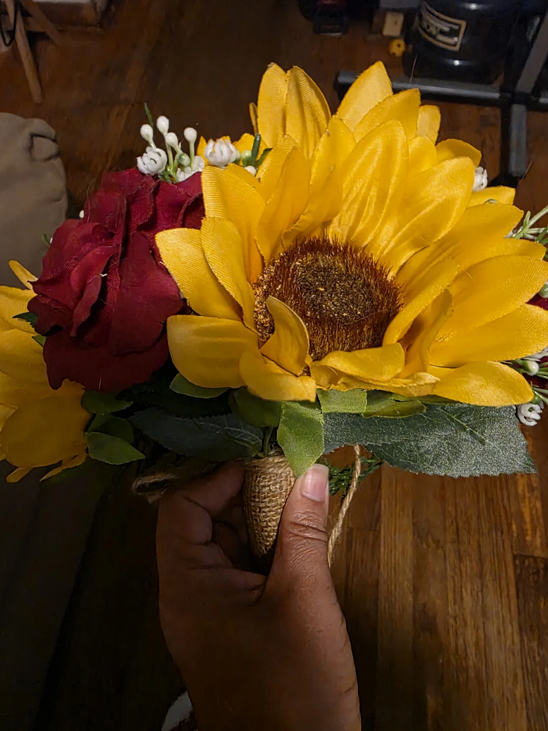 Artificial Sunflower and Red Rose Bouquet - photo 3