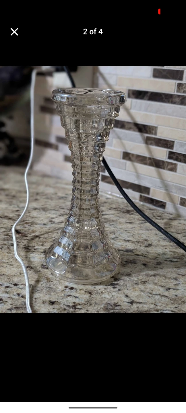 Clear Glass Candlestick Holder aurora borealis ab crystal
