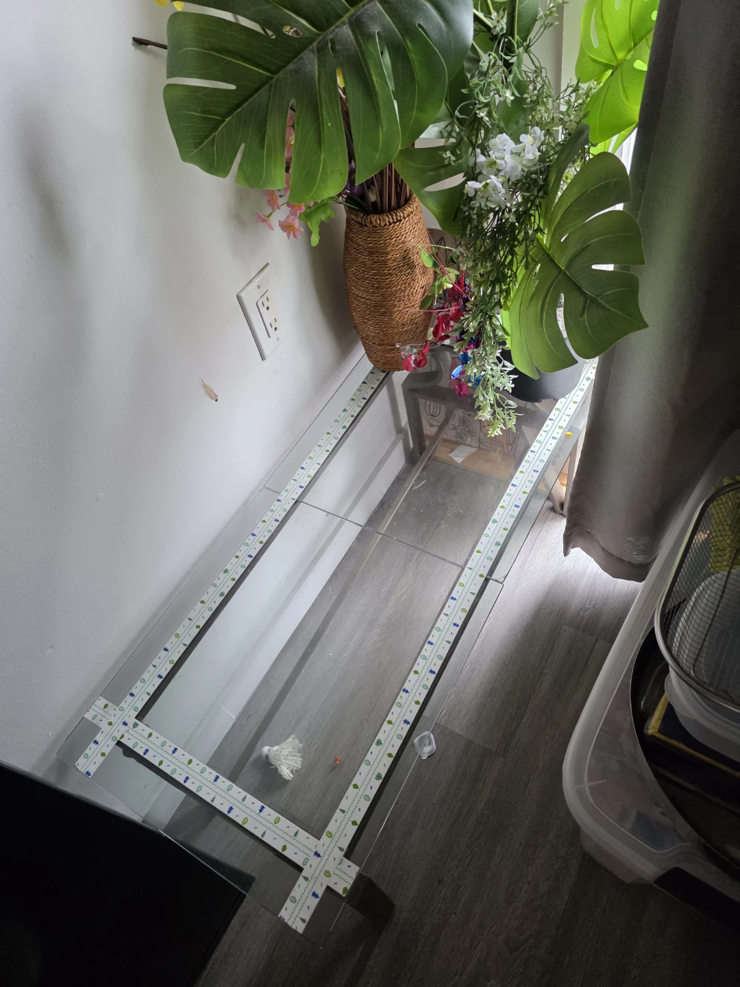 Glass Top Metal Console Table - photo 2
