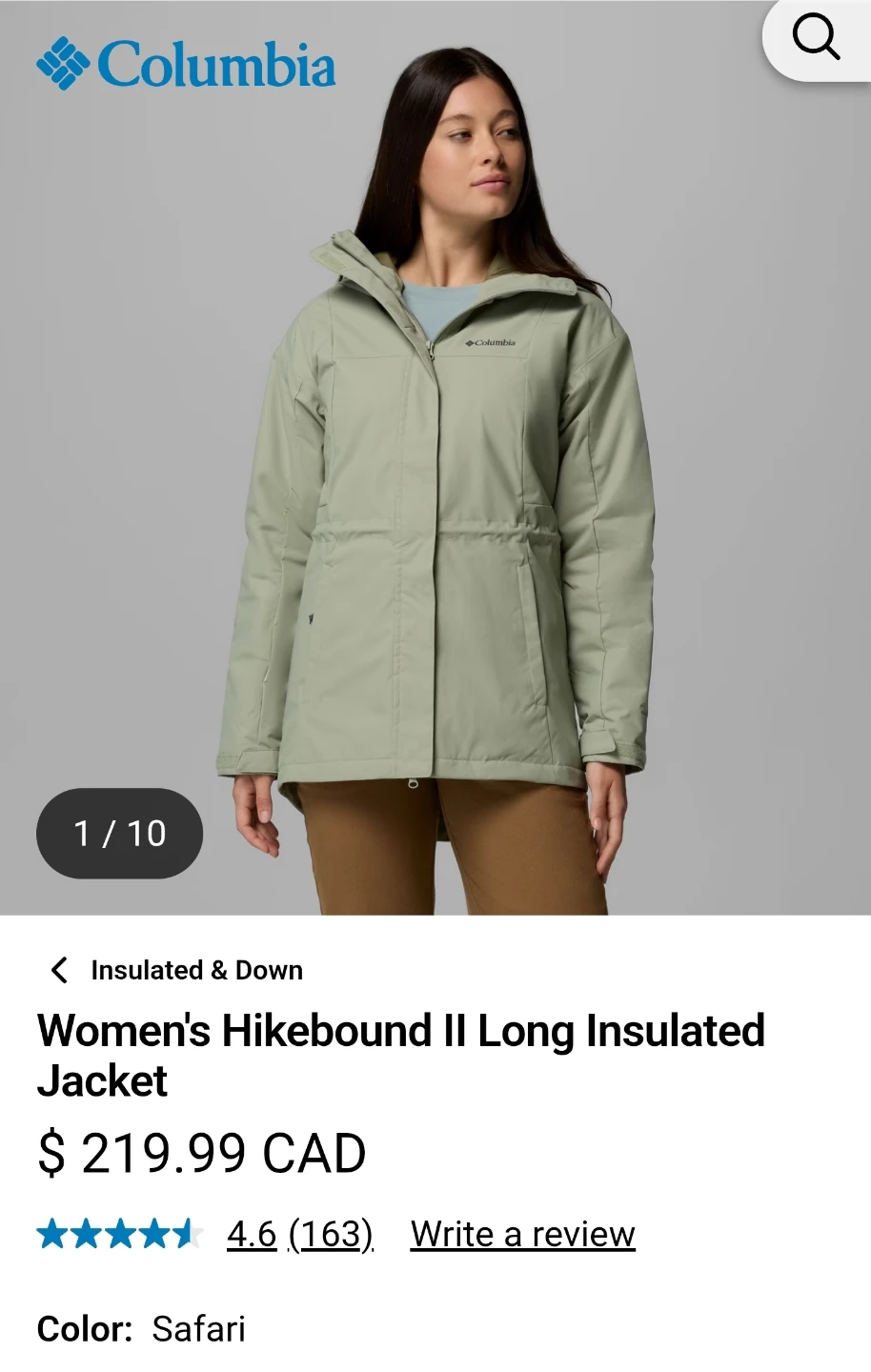 *NEW*Columbia Hikebound II Long Insulated Jacket