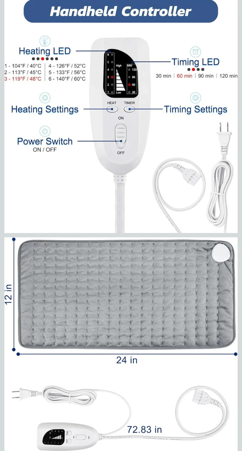 Electric Heating Pad (12" × 24") Unused - photo 5