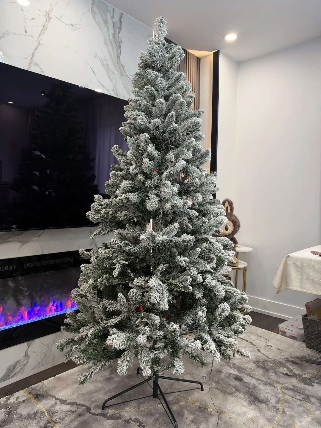 6.5ft Flocked Pre-Lit Artificial Christmas Tree