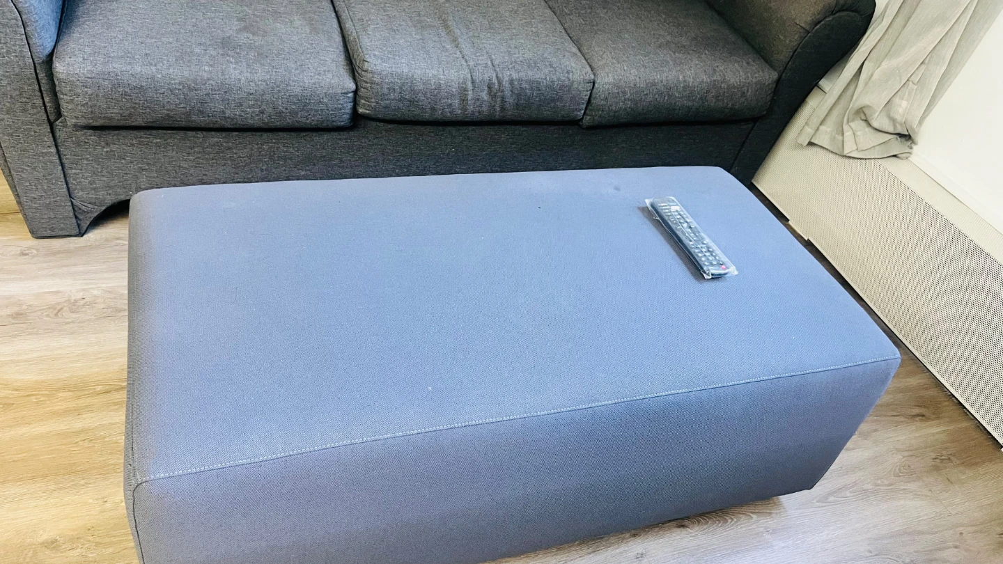 Large grey fabric ottoman and 3 seater and 2 seater sofa - photo 5