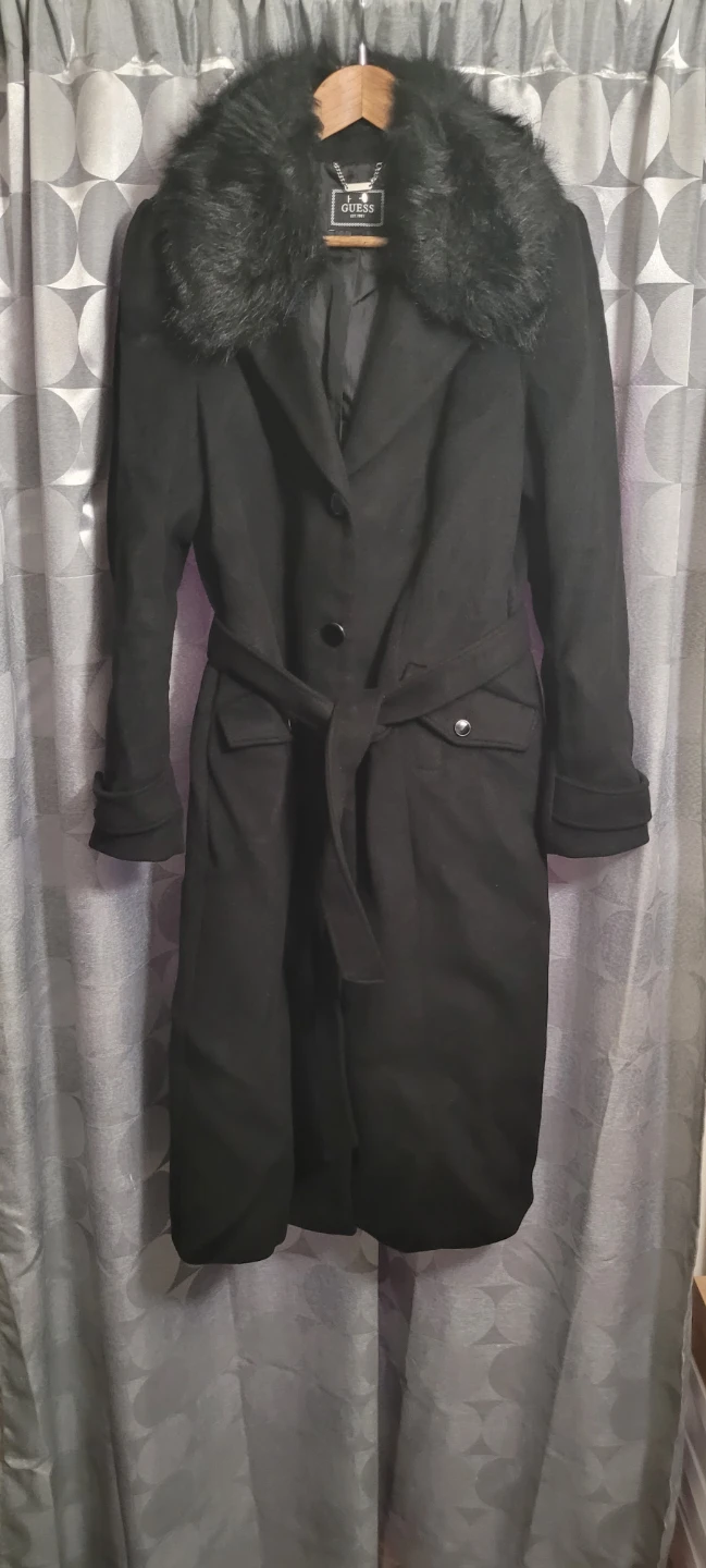 GUESS Black Coat with Faux Fur Collar - photo 2