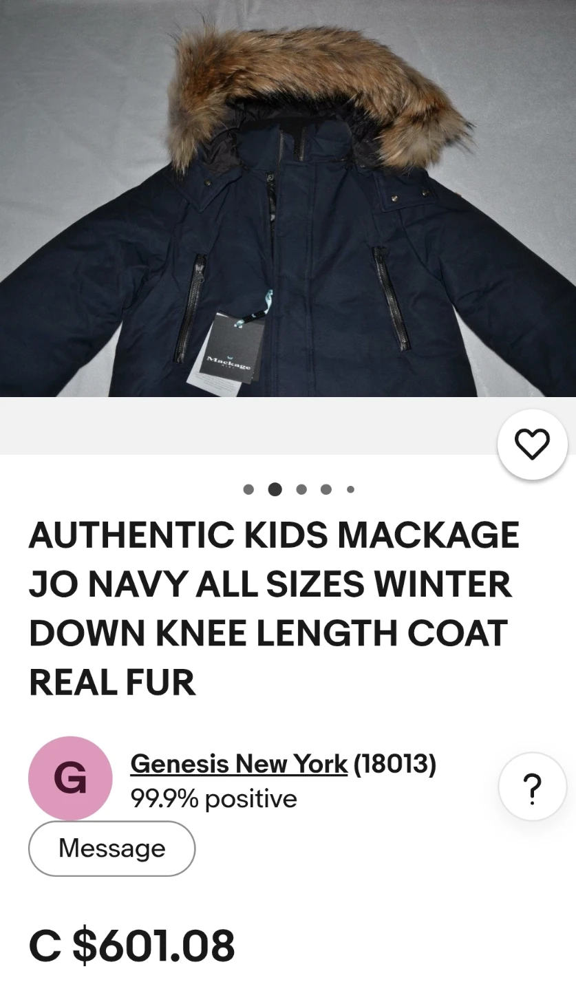 Kids Mackage Jo Navy Winter Down Coat