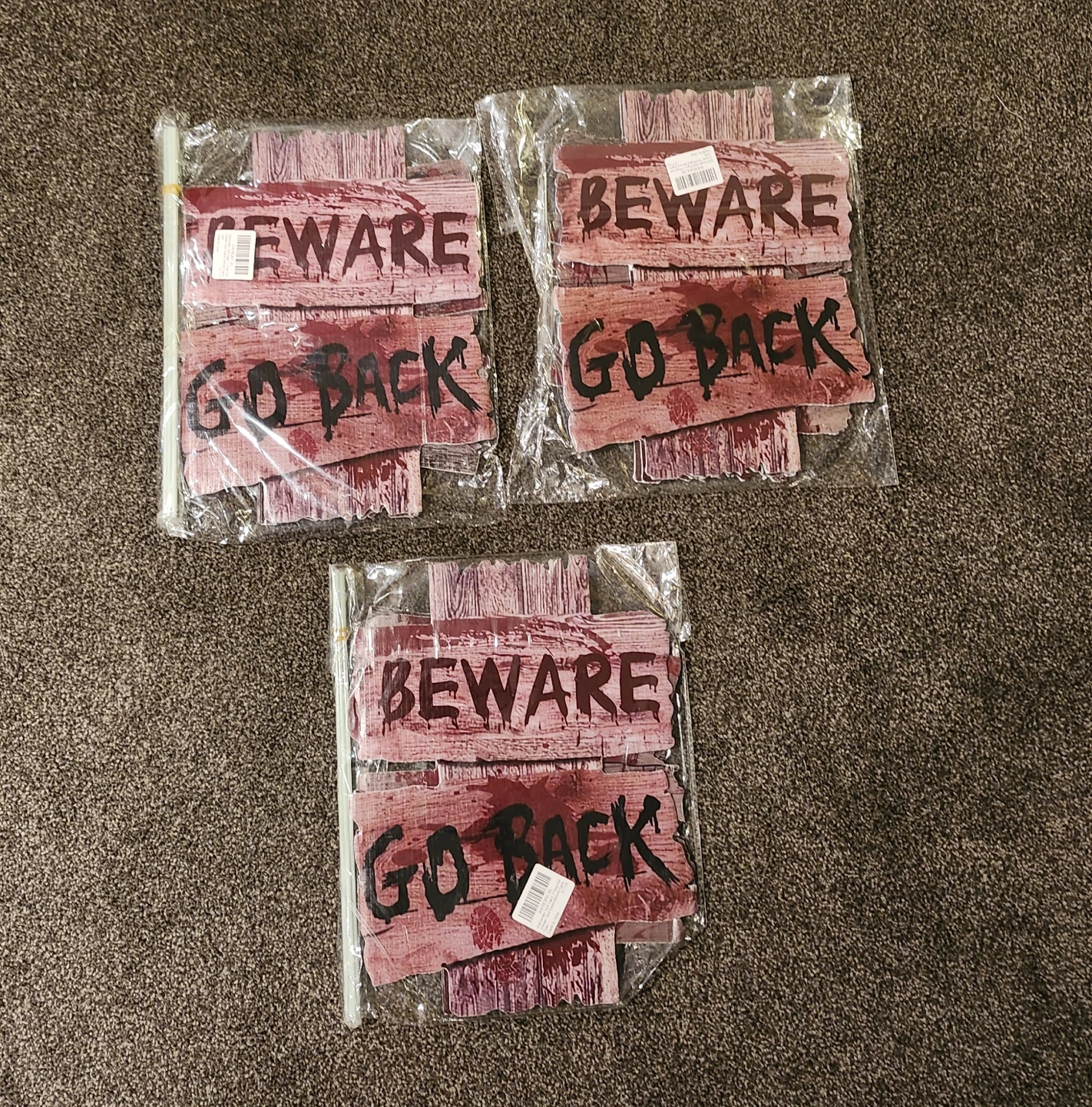Set of 9 Beware Go Back Halloween Yard Signs