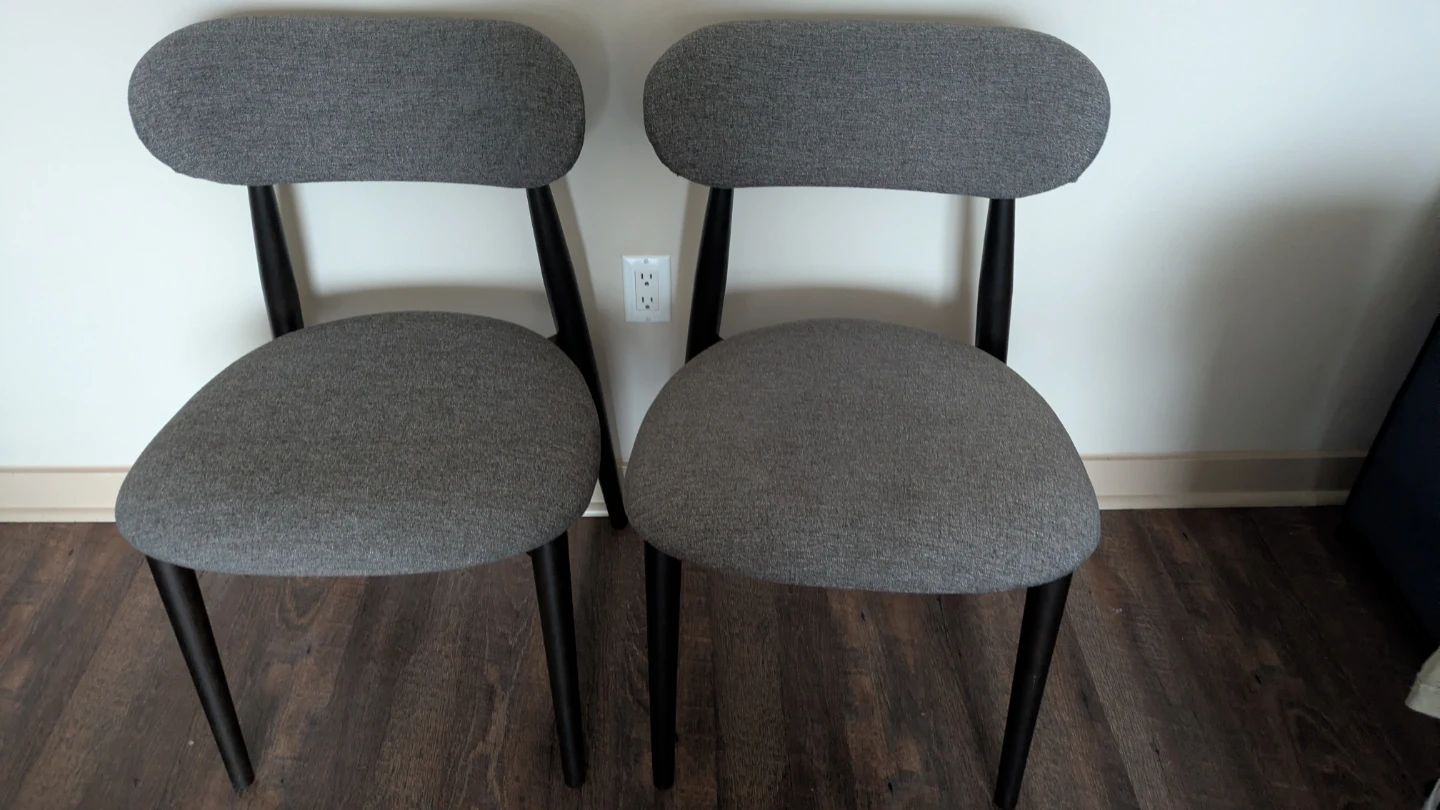 Set of Two Grey Upholstered Dining Chairs