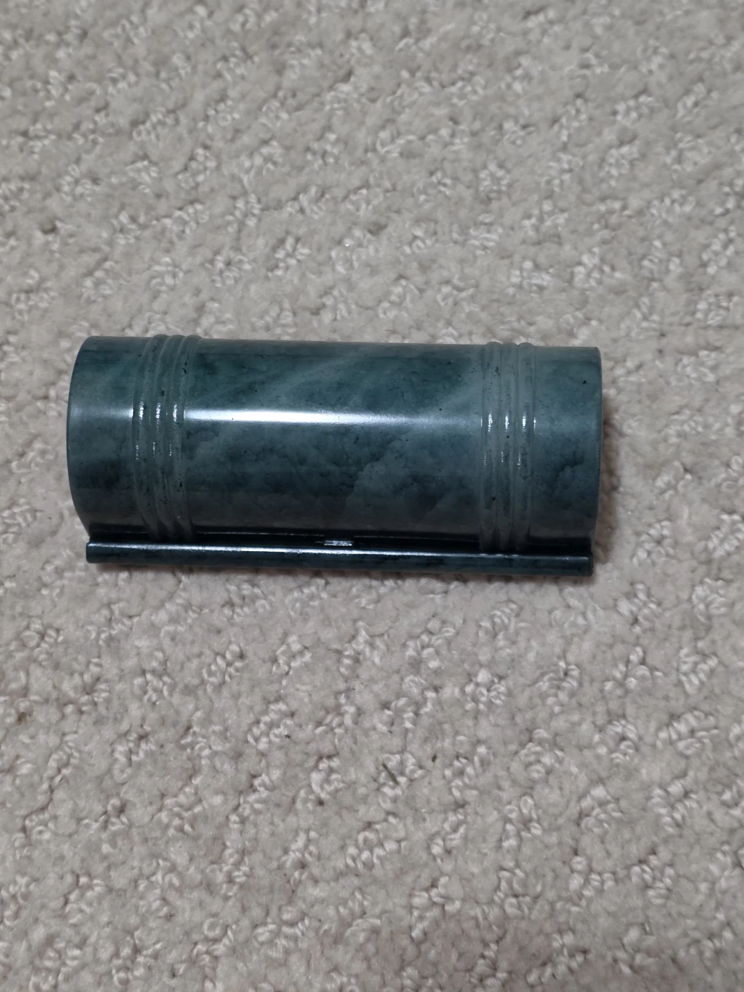 Dark Green Marble-Look Lipstick Case with Mirror