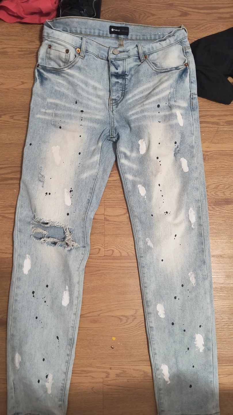 Purple Brand Light Wash Paint Splatter Jeans