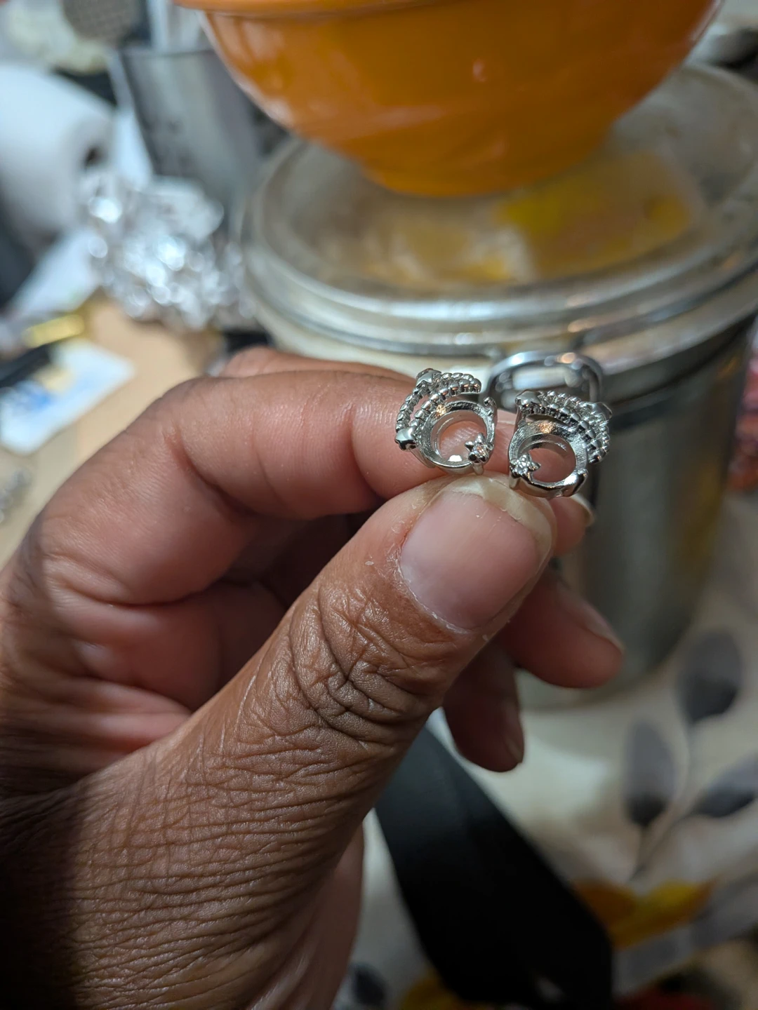 Silver Crown Stud Earrings - photo 2