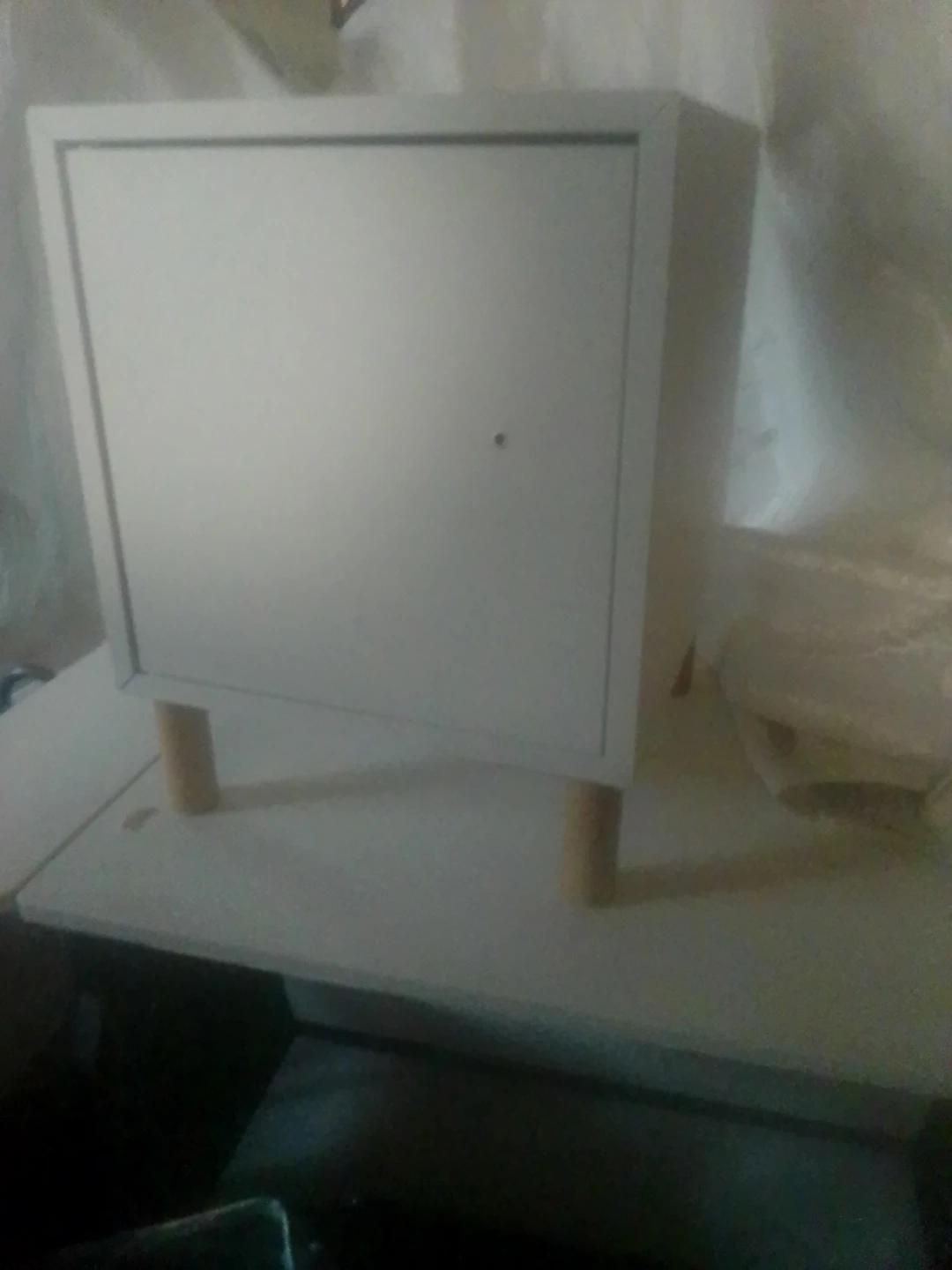White Minimalist Cabinet with Wood Legs - photo 2