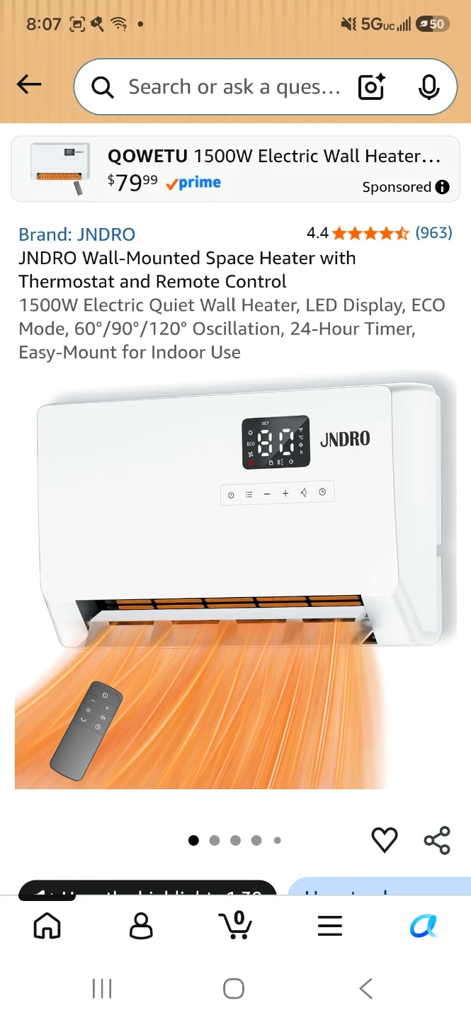 JNDRO Wall-Mounted Electric Space Heater SL001 - photo 4