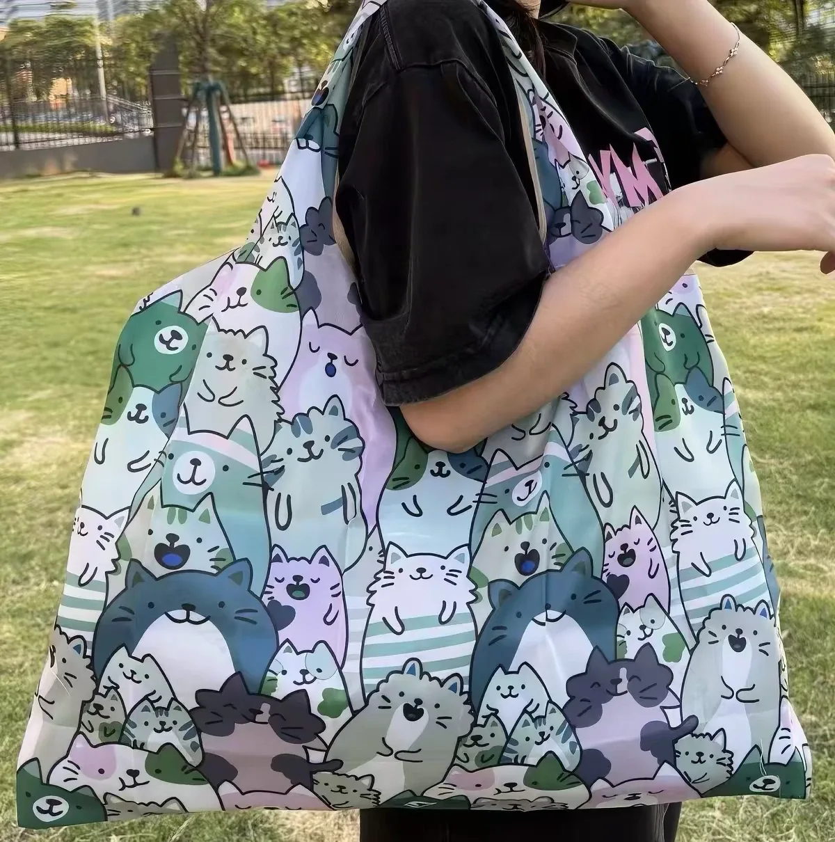 Cat Print Reusable Tote Bag