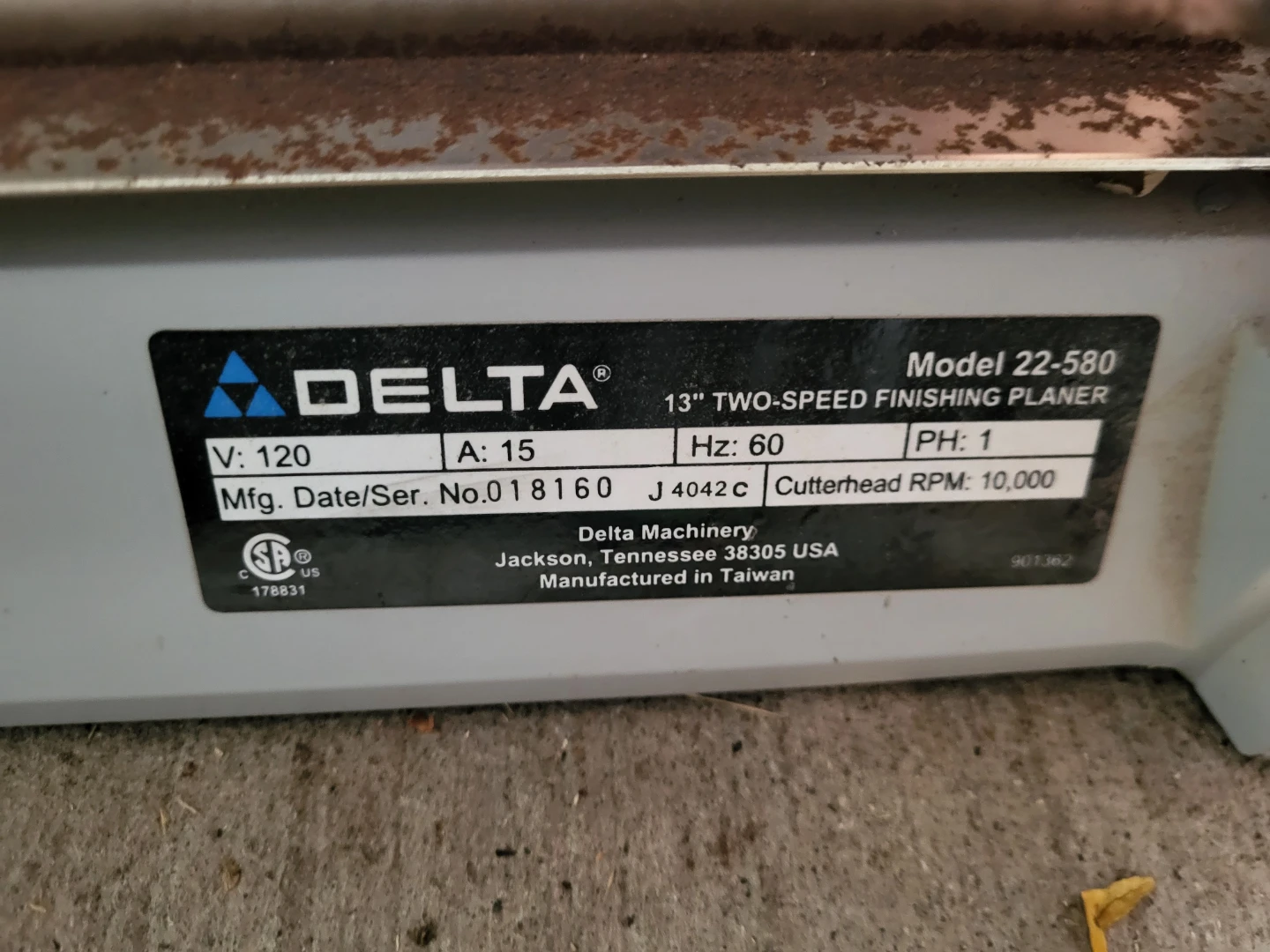 Delta 13" Two-Speed Finishing Planer Model 22-580 - photo 4