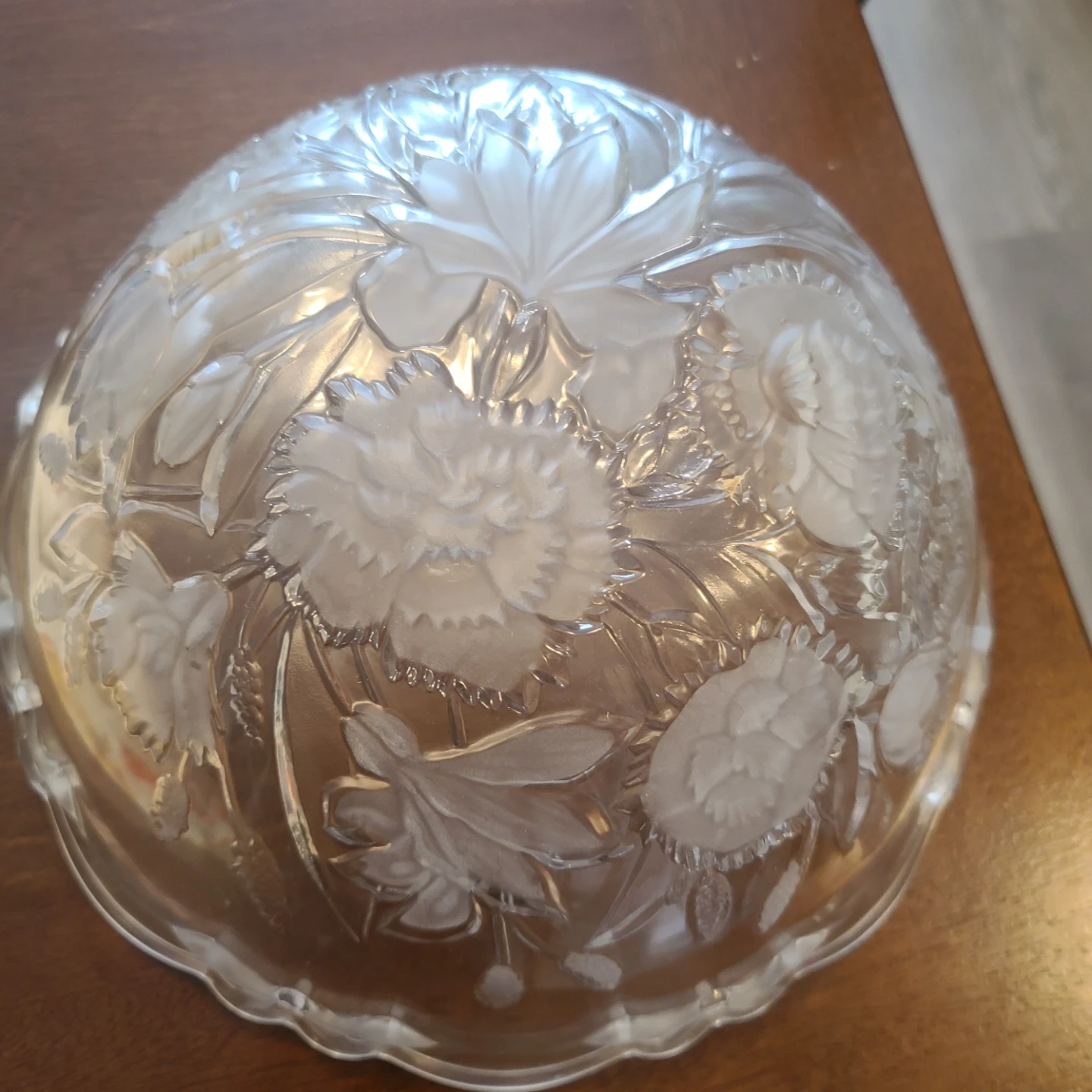 Clear Glass Floral Etched Bowl - photo 3