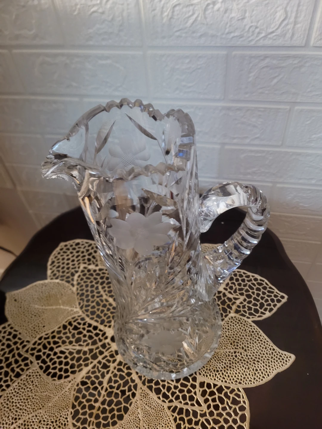 Vintage crystal glass pitcher and flower holder $50 - photo 2