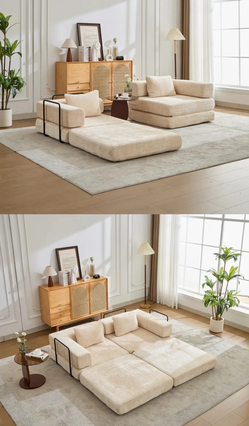 Beige chenille sofa - photo 3
