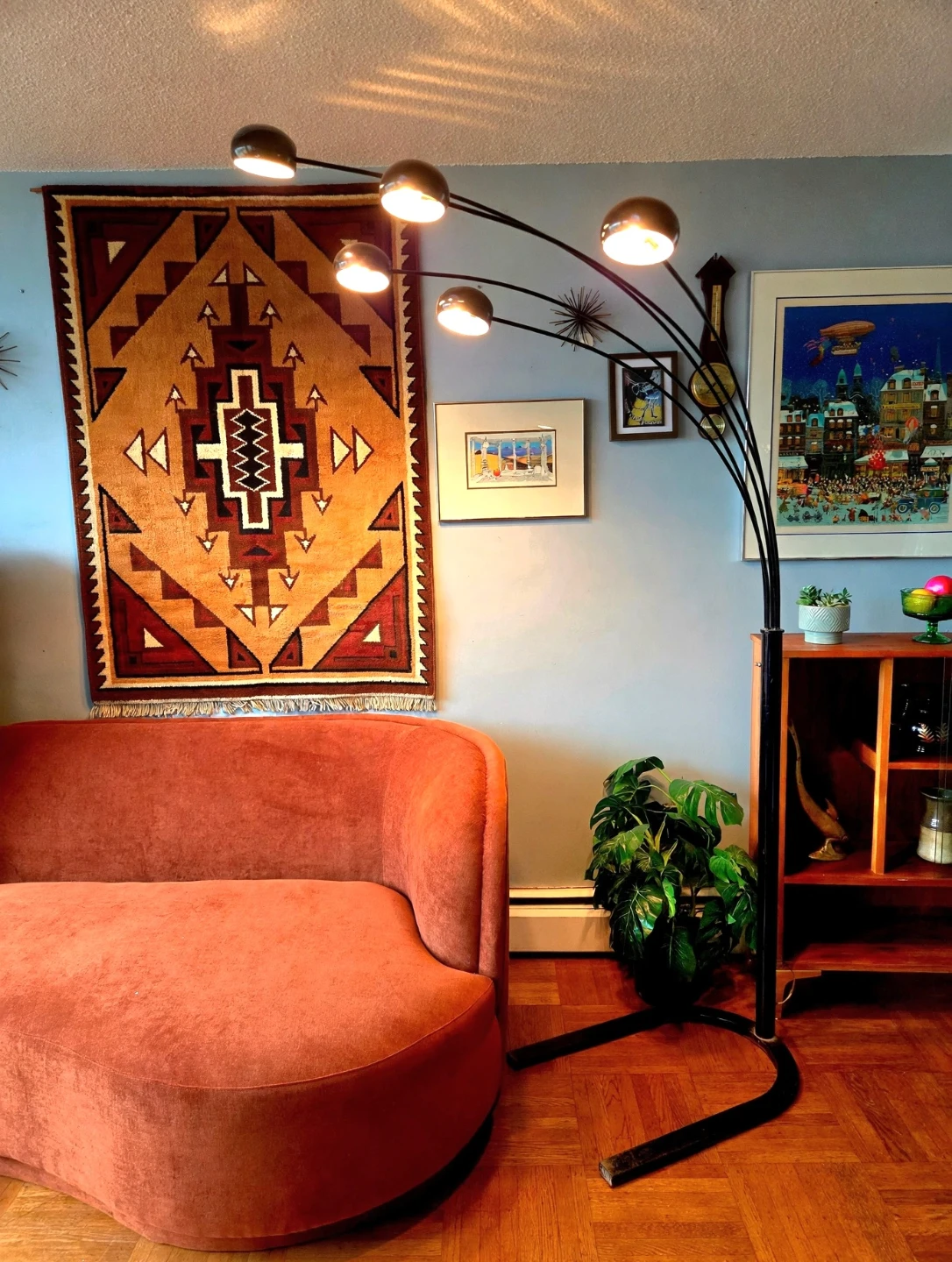 Vintage 5-Light Mid-Century Modern Style Arch Floor Lamp