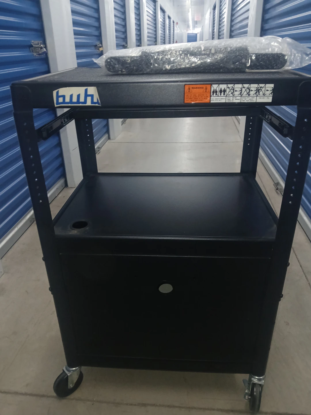 Buhl Black Rolling AV Cart with Locking Cabinet