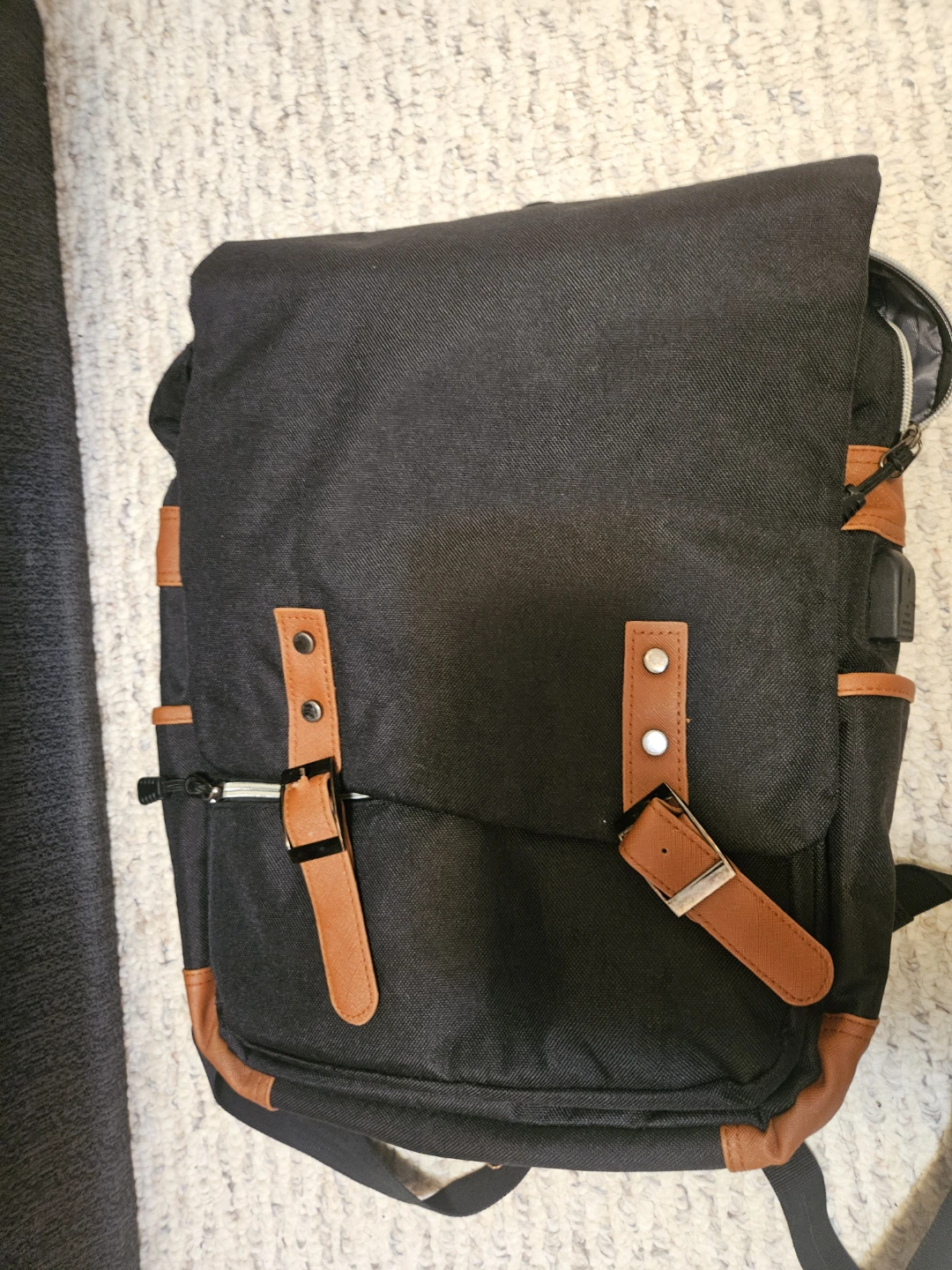 Black Backpack with Brown Accents – Pre-Owned