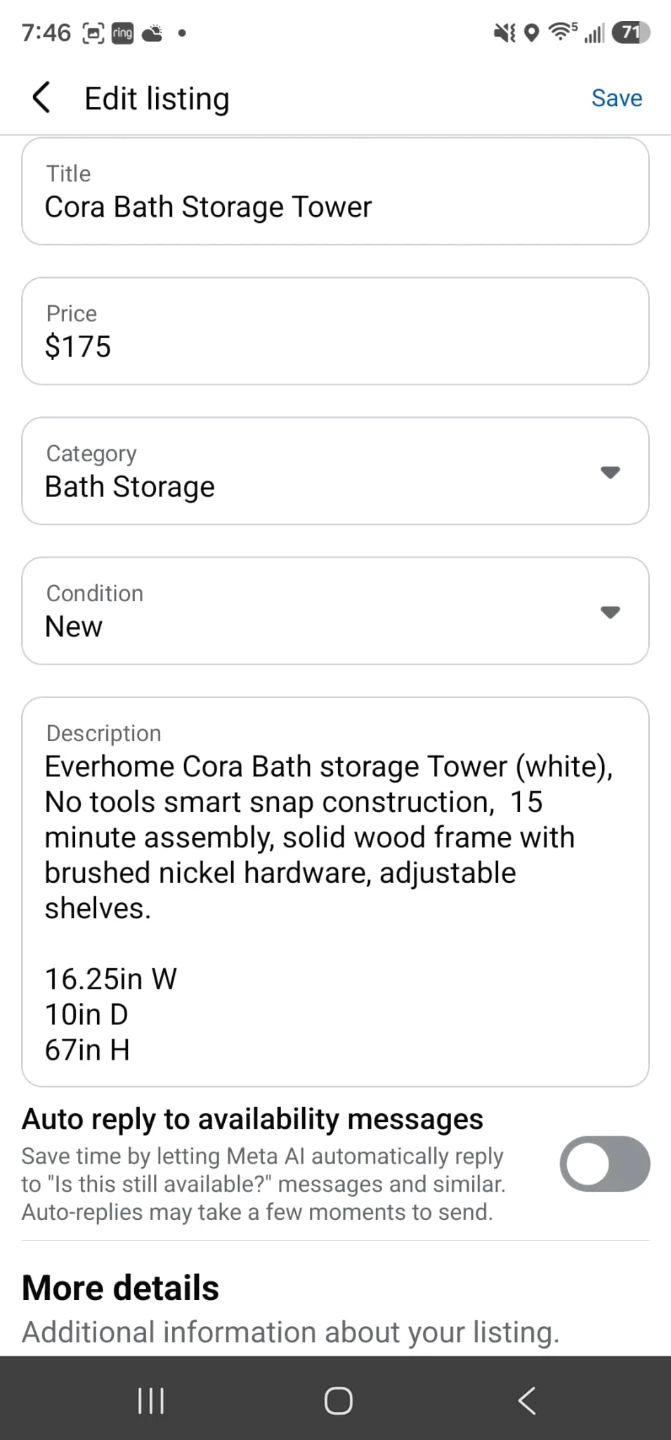 Everhome Cora Bath Storage Tower - photo 3
