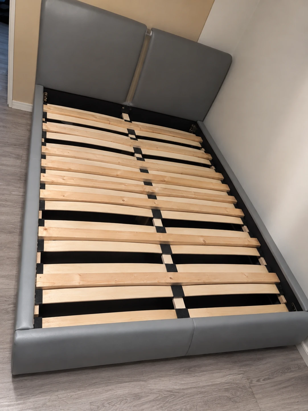Grey faux leather double/ full bed frame like New