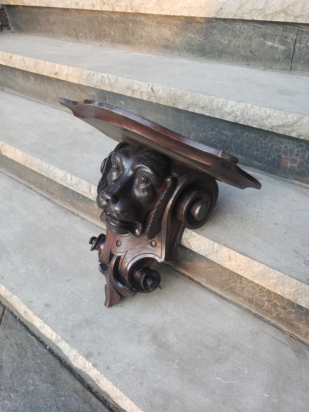 Carved Wood Dog Head Wall Shelf - photo 3