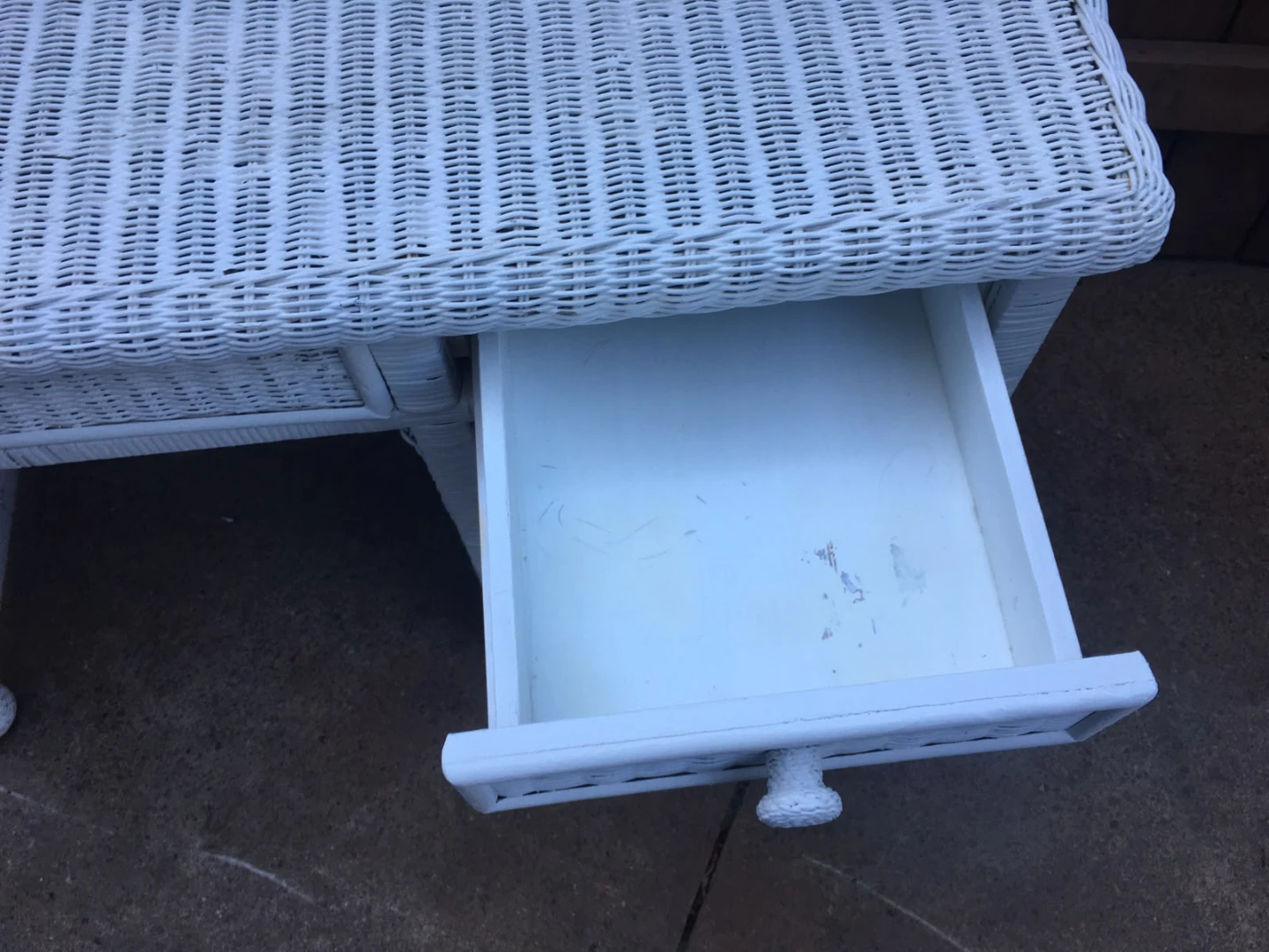 White Wicker Desk with Drawers - photo 5