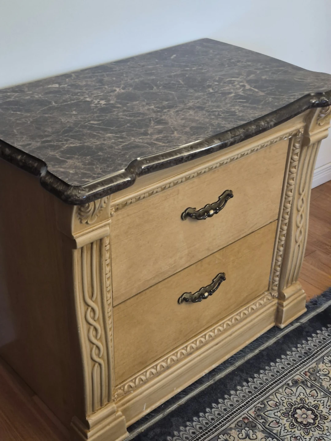 Classic wooden nightstand with two drawers - photo 4