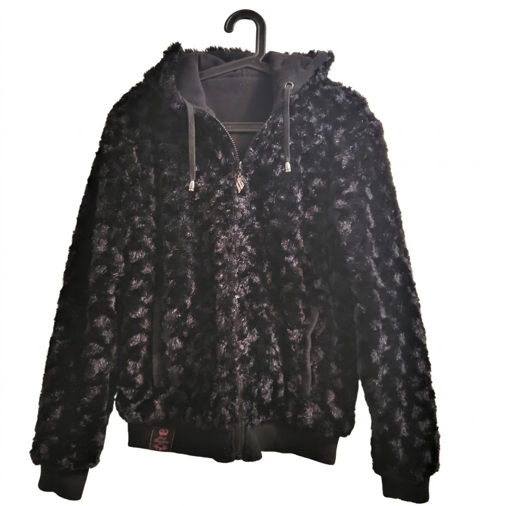 Rock Revolution Black Faux Fur Hooded Jacket