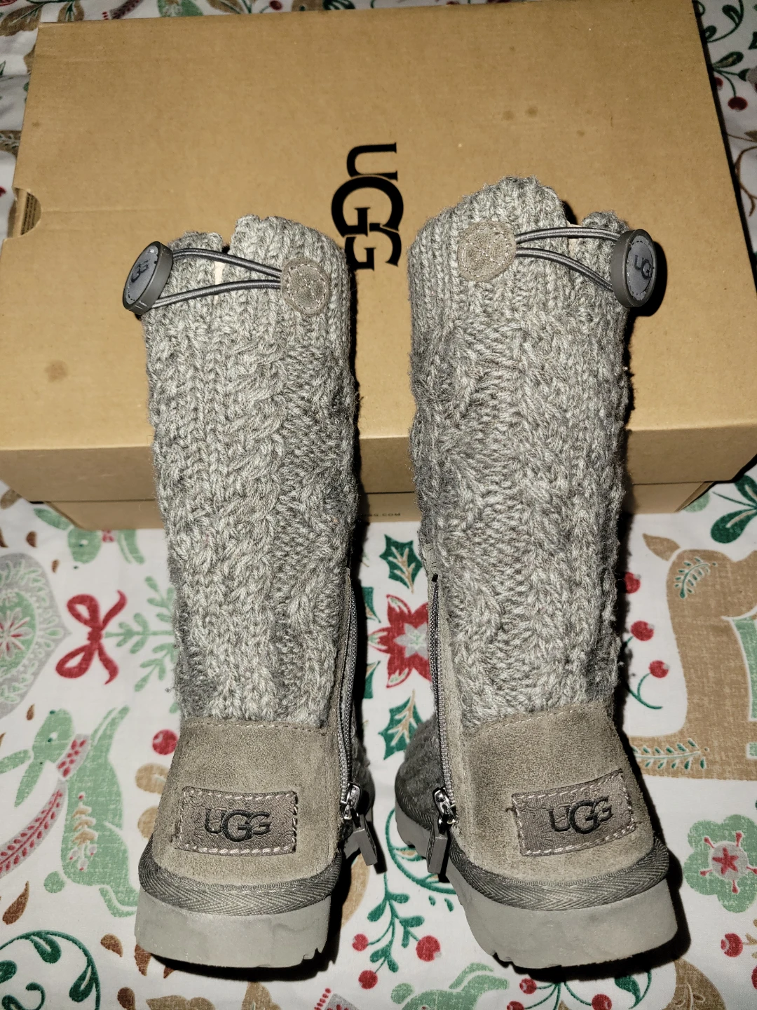 UGG Classic Cardi Cabled Knit Boots Grey Size 10 - photo 2