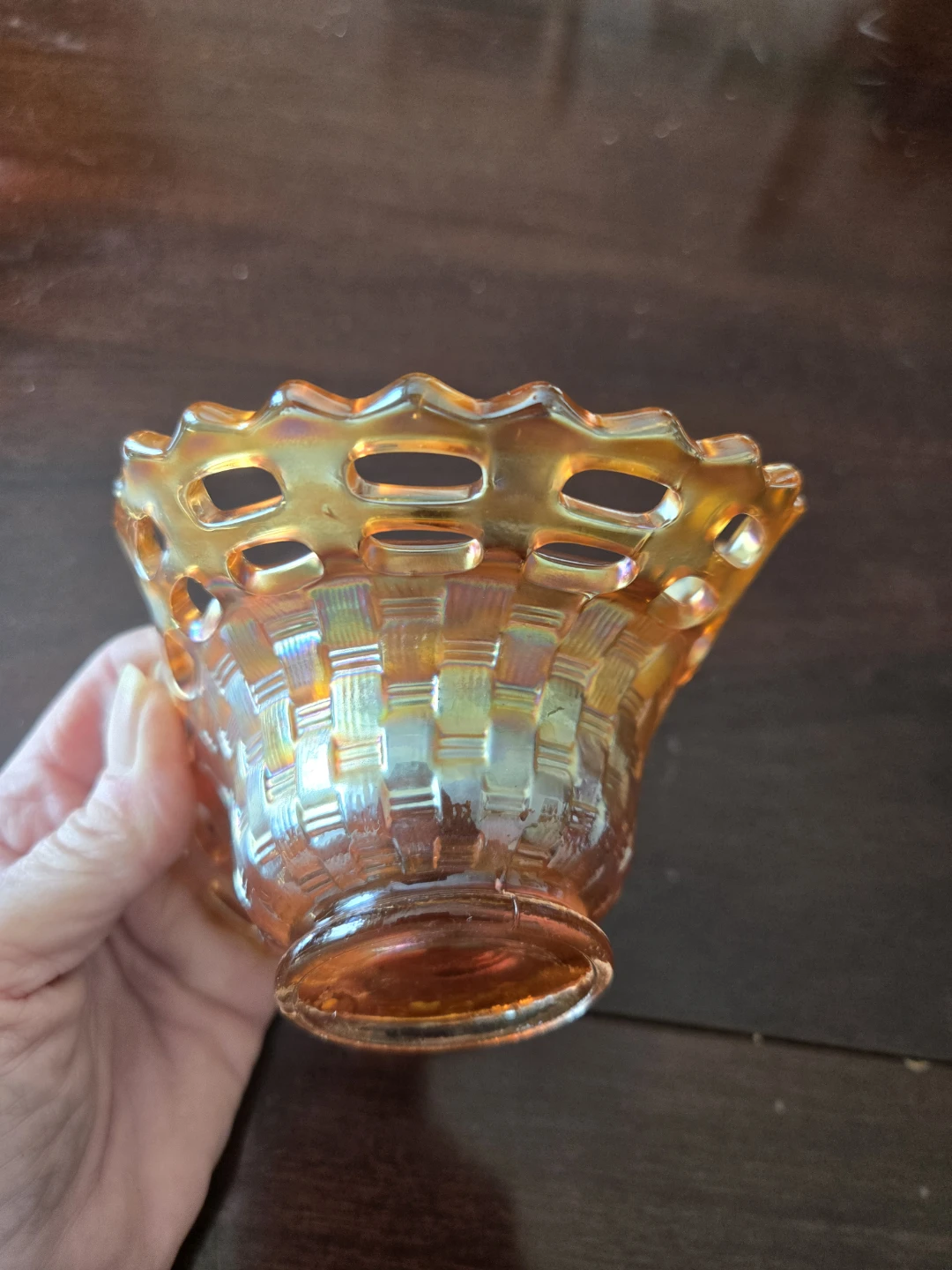 Glass Bowl - Marigold Orange Open Edge Basketweave - photo 3