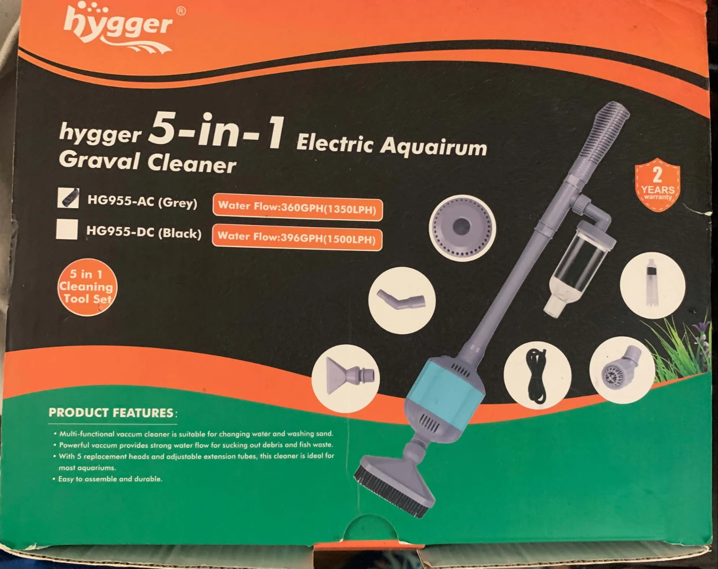Hygger 5-in-1 Electric Aquarium Gravel Cleaner
