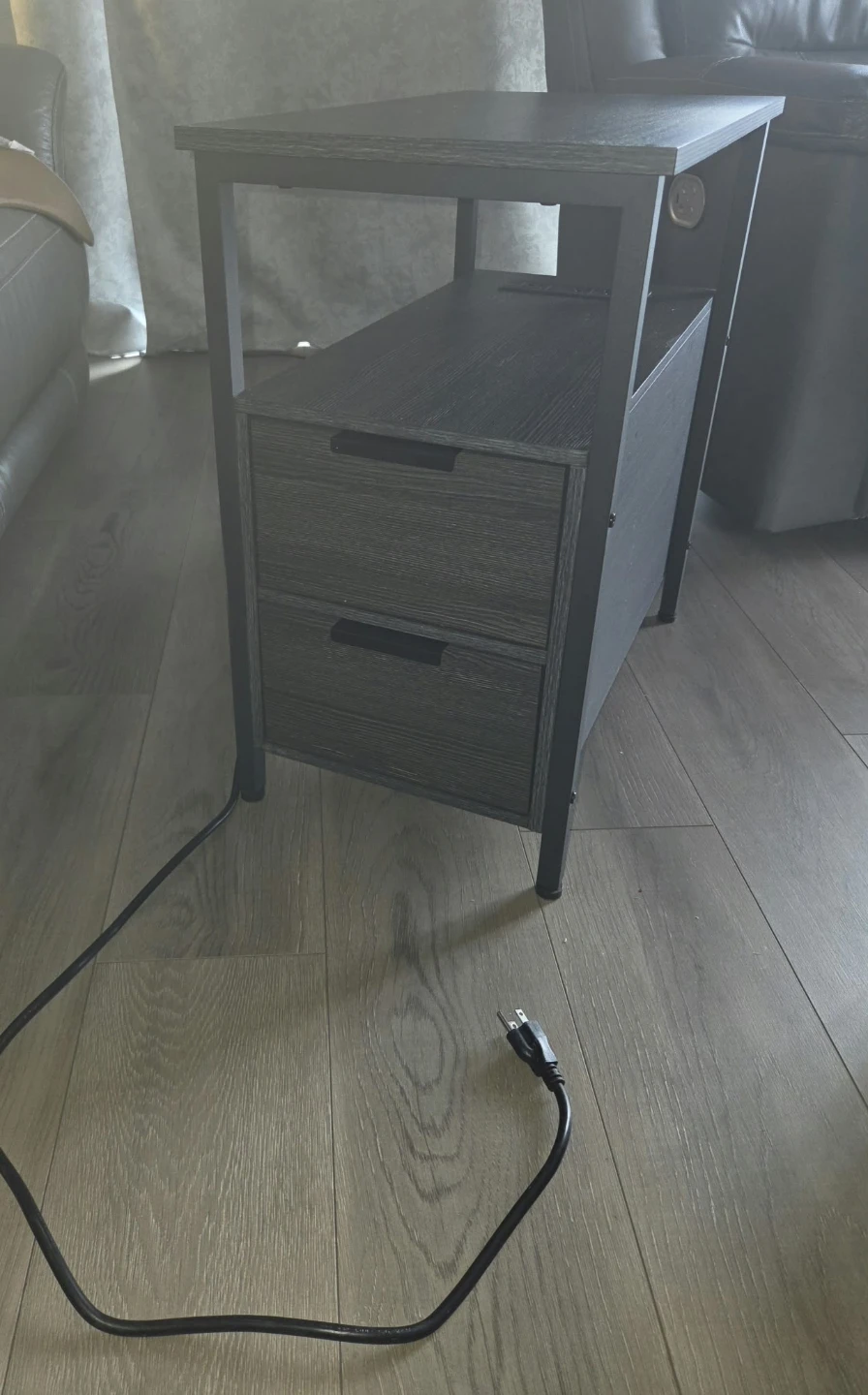 Black Side Table with Charging Station - photo 3