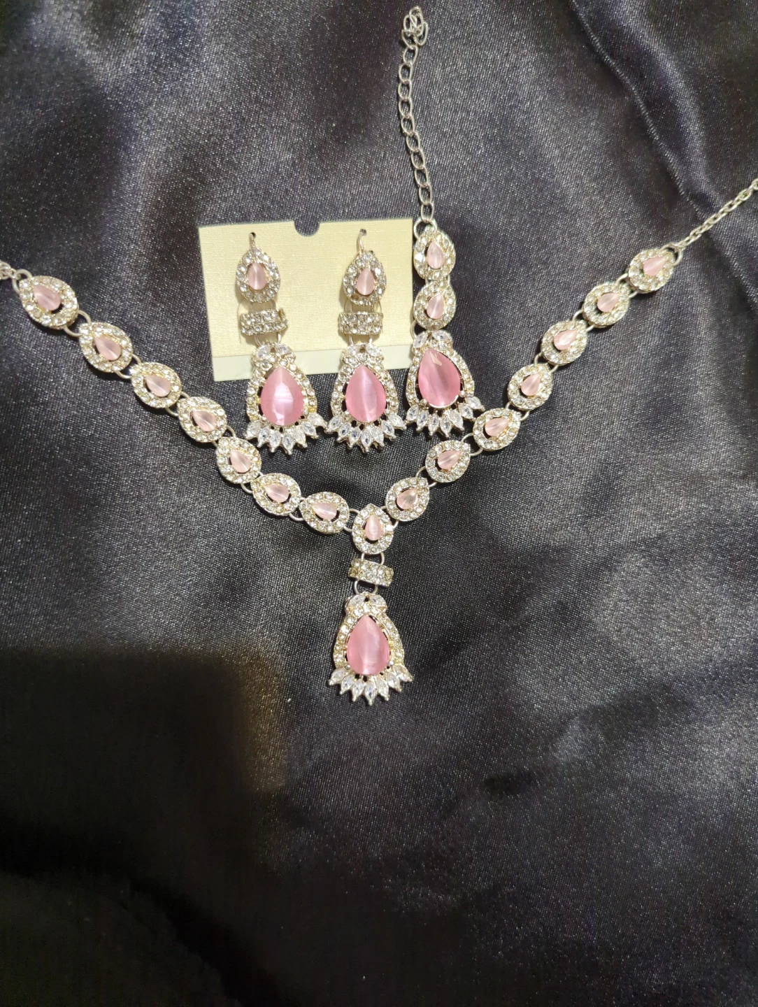 Pink Stone Necklace and Earring Set - photo 4